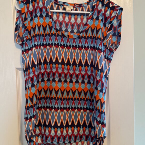 J Crew silk short sleeve color block blouse- size 00 - Picture 7 of 7